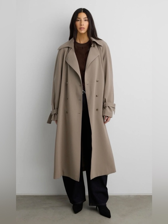 OAK + FORT Jackets & Blazers - Oak and Fort, Womens Double-Breasted Trench Coat - Taupe